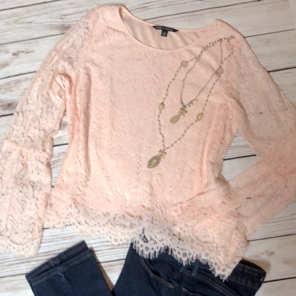 NWOT Zac & Rachel Long Sleeve Top Lace Blouse